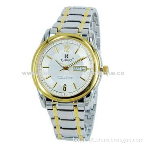 Quartz Stainless Steel Watch with Calendar Date Function, Gold Color